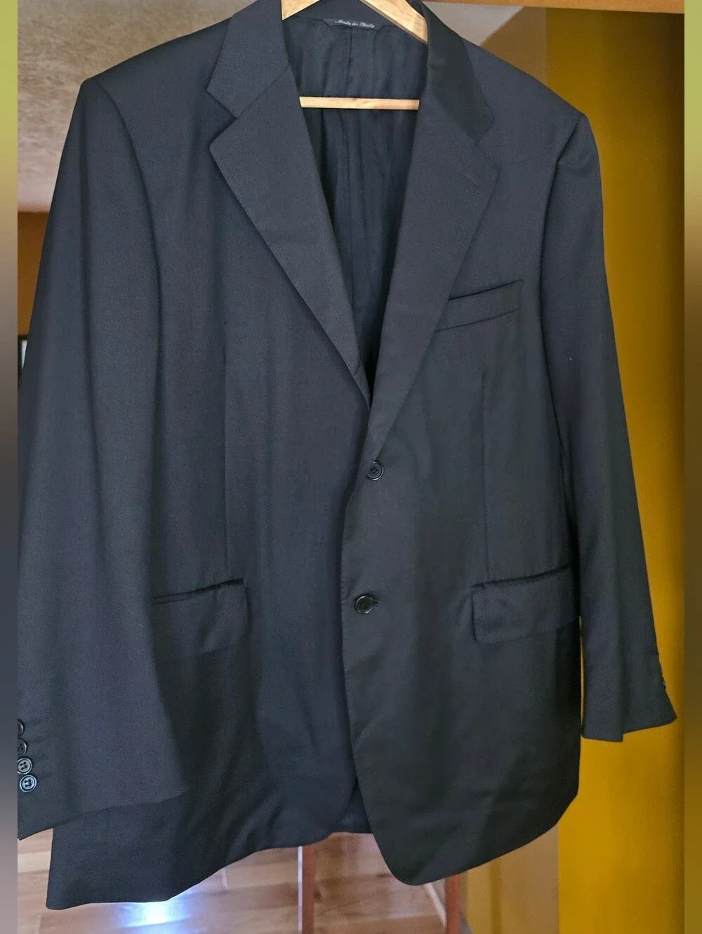 CANALI Italy Blazer Sport Coat 2-Button Jacket 46S-US 56C-EU Black Wool